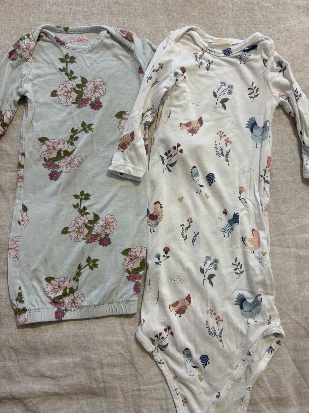 Bundle of Tullabee & Everly Grey Sleeper Nightgowns 0-3M